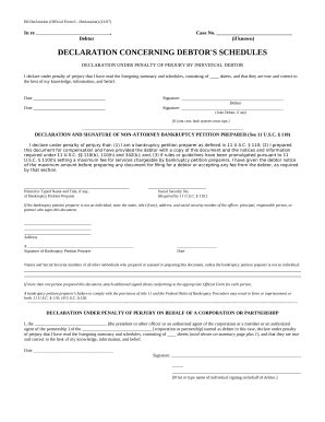 Declaration Concerning Debtors' Schedules - 6SIG - Post 2005 Doc ...