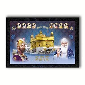 PNF dus (10) Guru with Guru Nanak Painting with Wooden Synthetic Frame ...