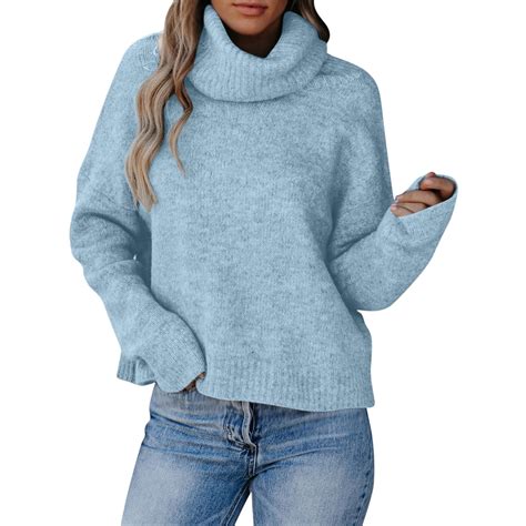 Owordtank Women's 2023 Long Sleeve Cowl Neck Sweaters Casual Loose ...