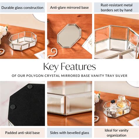 Polygon Crystal Mirrored Base Vanity Tray Silver Online - Premium ...