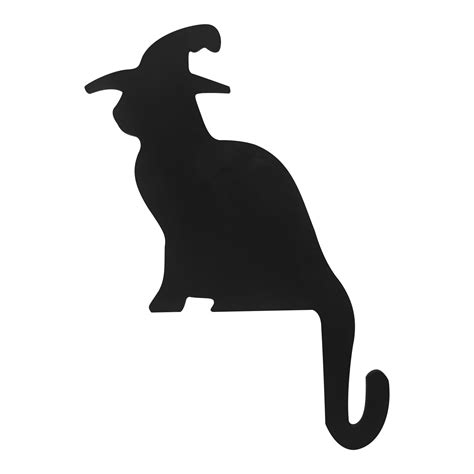 EQWLJWE Halloween Black Cat Decor Wooden Cat Silhouette Halloween Black ...