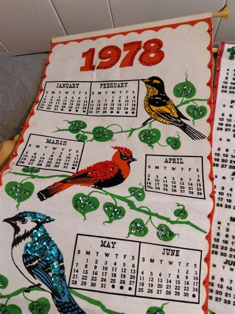 2 Vintage Felt Calendars, Wall Calendar, 1989 1978 Wall Calendar - Etsy