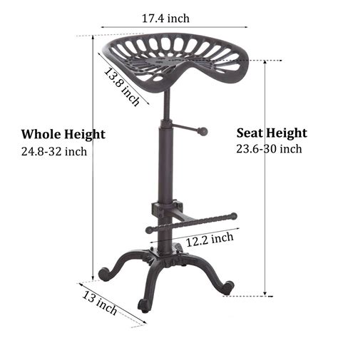 Buy LOKKHAN Industrial Bar Stool-Cast Iron Tractor Seat-Swivel ...
