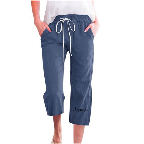 Oalirro Drawstring Pants Women Petite Cropped Trousers Womens Capris ...