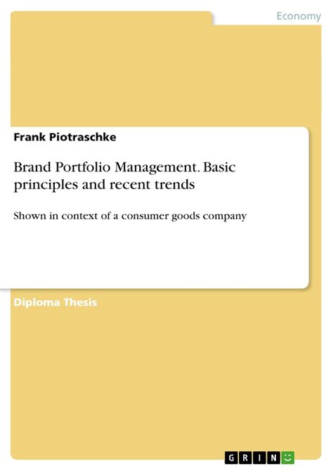 Buy Brand Portfolio Management. Basic principles and recent trends ...