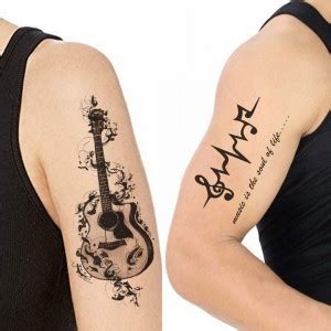 voorkoms Music Beat Guitar Tattoo Combo Waterproof Men and Women ...