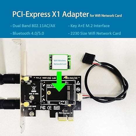 GLOTRENDS WA01 M.2 E Key to PCIe X1 WiFi Bluetooth Adapter for M.2 WiF ...