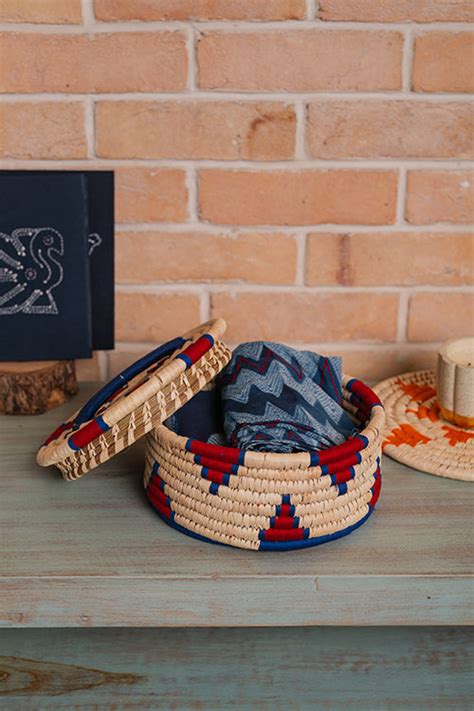 Kraftribe Grass Chapati Box/Storage Box(Red & Blue) – Okhaistore