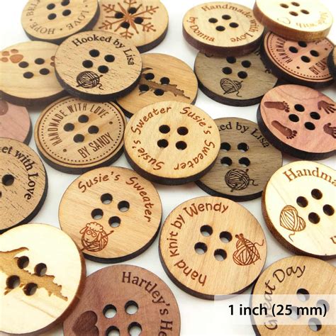 Personalized Wood Buttons 1 Inch Custom Engraved Buttons - Etsy