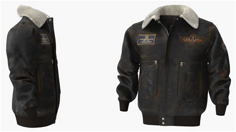 3D Shabby Mens Aviator Jacket Black Fur | 3D Molier International
