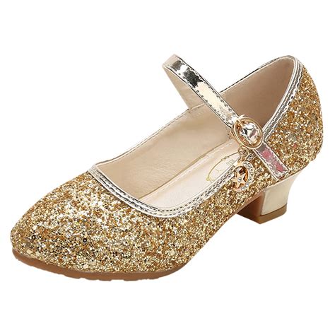 Children Girls Dress Shoes Sparkle Mary Jane Princess Single Shoes High ...