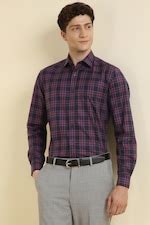 Buy Men Navy Checked Full Sleeves Formal Shirt Online - 39906848 ...