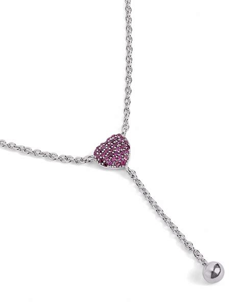 Rhodium Plated Ruby Red Heart Y-Necklace Lariat – Carlton London Online