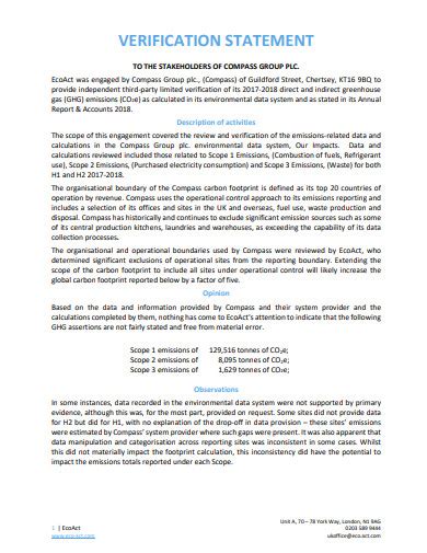 Image result for Verification Statement Example