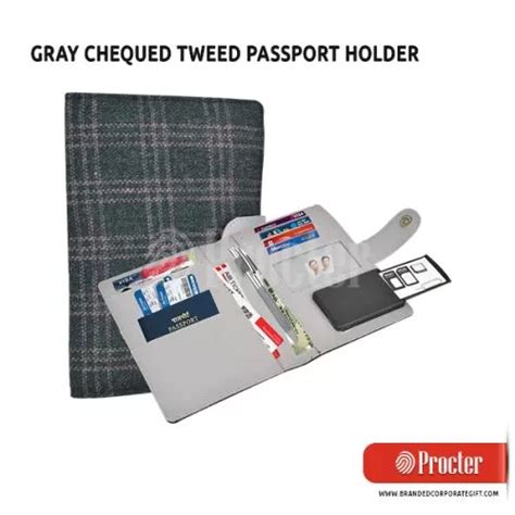 GRAY Chequed Tweed Passport Holder S34 in bulk for corporate gifting ...