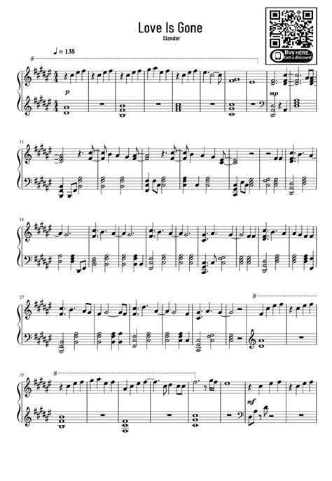 Love Is Gone (arr. eduardo) von Dylan Matthew & Slander Noten zum Klavier, leicht bei Sheet ...