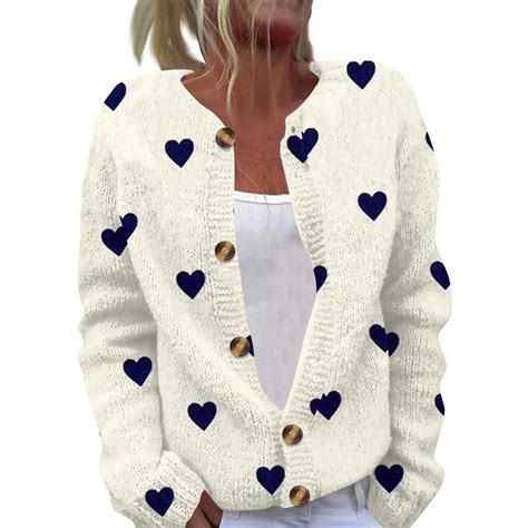 TQWQT Valentines Day Sweater for Women Plus Size Open Front Love Heart ...