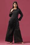 Buy Black Georgette Cut Work, Tassels Round Neck Embellished Kurta And ...