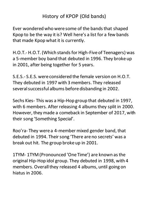 History of kpop | DOCX