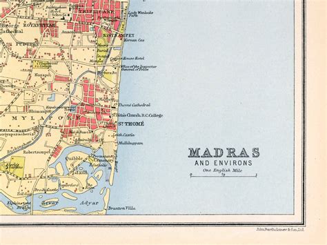 Vintage map of Madras Chennai Madras India Madras print | Etsy