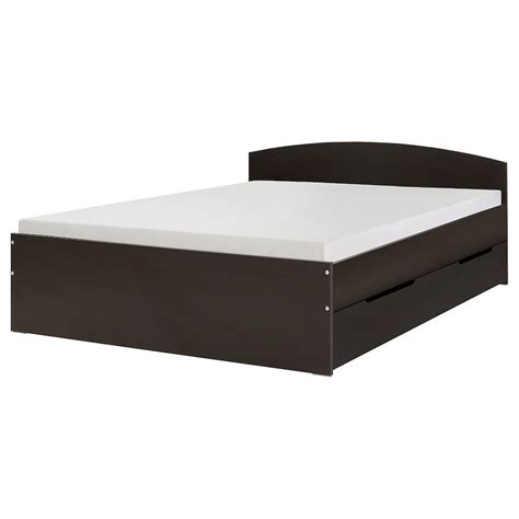 NODELAND bed frame with 2 storage boxes, black-brown/Luröy, 160x200 cm ...