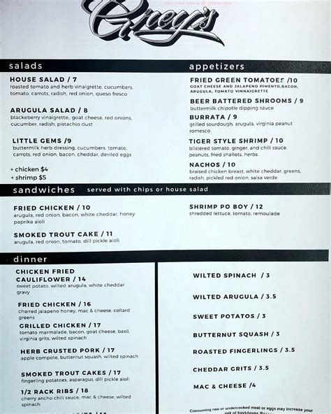 Online Menu of Greys Restaurant, Lynchburg, Virginia, 24504 - Zmenu