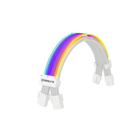 Sirlyr PSU RGB Power Cables, GPU Power Cable ARGB White 2x8(6+2) Pin ...
