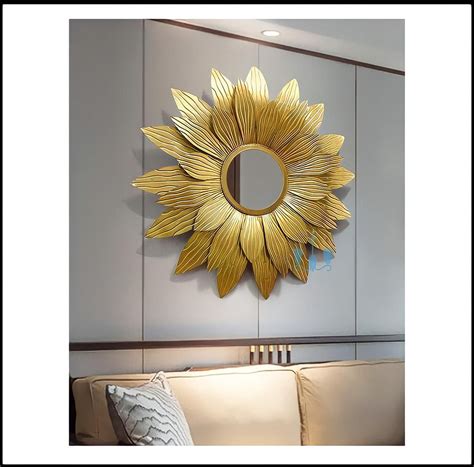 Sublime Golden Sunflower Wrought Iron Wall Mirrors