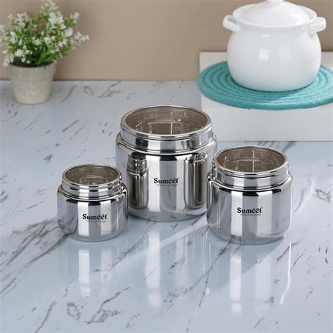 Buy Sumeet Stainless Steel Canisters/Dabba/Storage Containers for ...