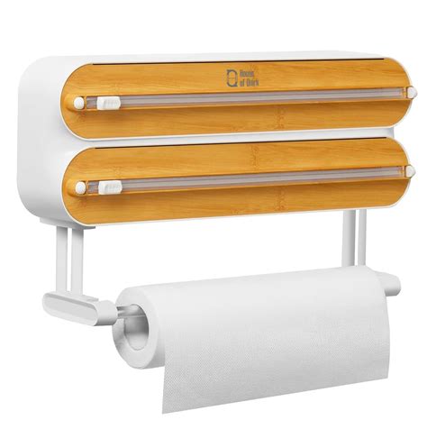 House of Quirk Magnetic Plastic Wrap Dispenser with Cutter, 3 in 1 ...