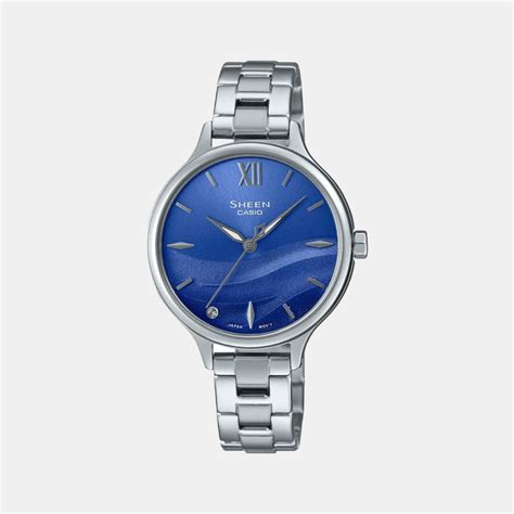 Casio Sheen Women Quartz Blue Dial Analog Stainless Steel Watch SH272 ...