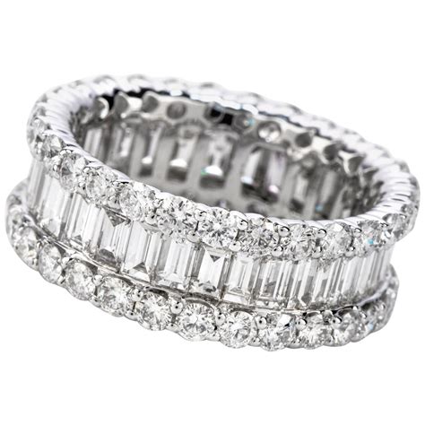 Wide Round Baguette Diamond Wide Eternity Band Ring at 1stDibs | wide ...