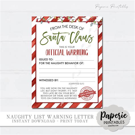 EDITABLE Santa's Naughty List Notification Letter - Naughty List ...