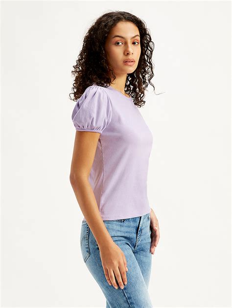 Women's Textured Purple Crew Neck Top – Levis India Store