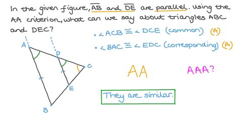 Question Video: Using the Angle-Angle Criterion to Prove Similarity | Nagwa