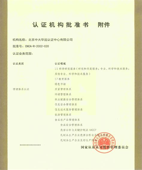 认可资质-中大华远认证中心(上海)有限公司