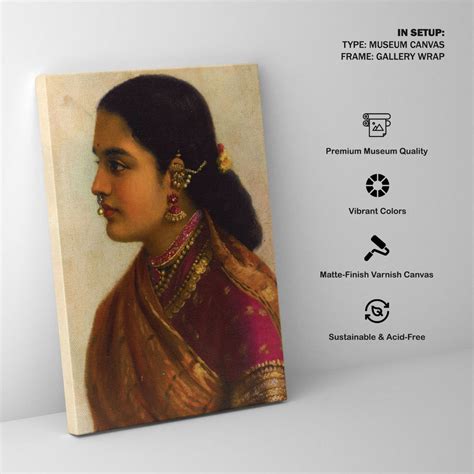 Portrait of Young Woman Painting & Wall Art Print by Raja Ravi Varma ...