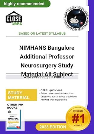 Buy NIMHANS Bangalore Additional Professor Neurosurgery Study Material ...