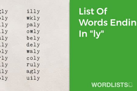 List Of Words Ending In "ly"