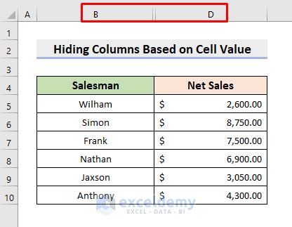 Image result for Use Command Button to Hide Columns Using VBA in Excel
