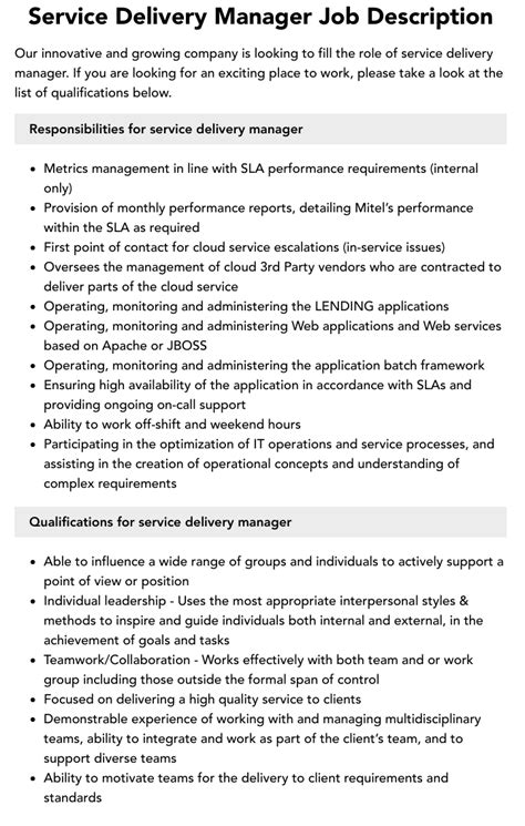 Image result for Service Delivery Manager