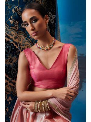 Buy Soch Pink Tusshar Silk Solid Stitched Blouse Online