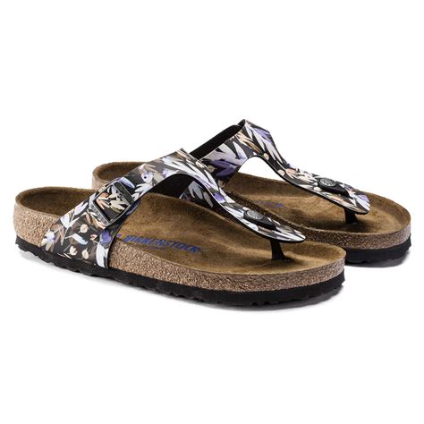 BIRKENSTOCK Gizeh Soft Footbed Sandals- Floral Fades Black, Crystal Rose