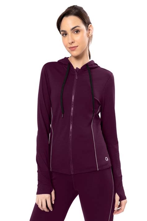 Buy Flaunt Hoodie Full Sleeve Active Jacket - Blackberry Wine | amanté