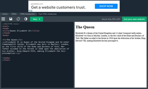 Image result for Tryit Editor HTML