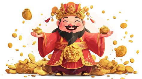 Chinese God of Wealth Vector Illustration for Prosperity and Fortune ...