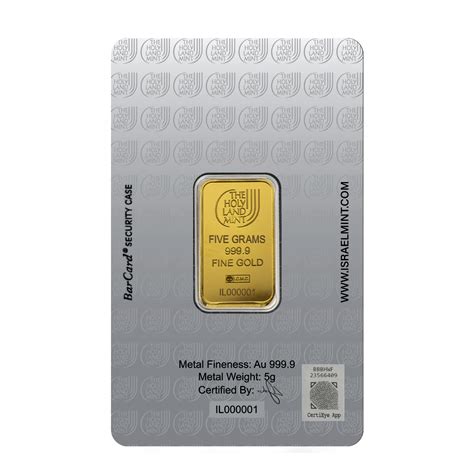 5 grams Gold Bar - Lion of Judah | The Holy Land Mint