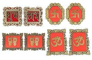 Buy Fully Home Decoration Subh Labh, Om Swastik and Laxmi Ji Charan ...