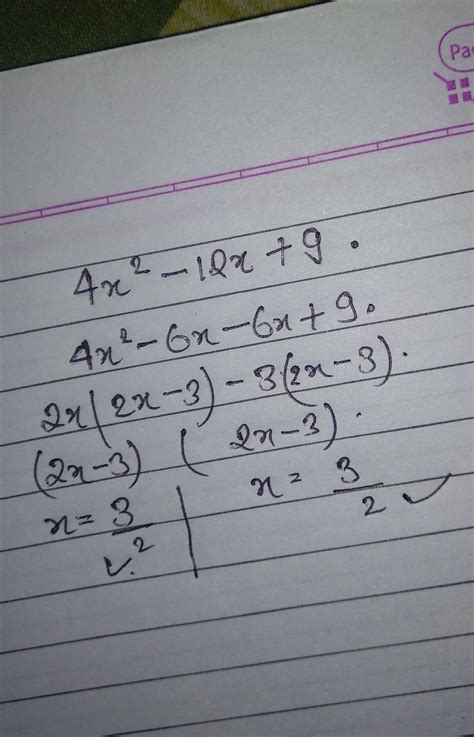 4x^2-12x+9 split the middle term - Brainly.in