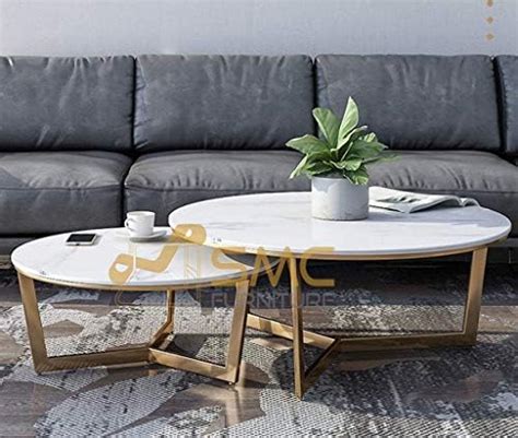 WOODEN SPACE Premium Marble-Top Wooden Center Table for Living Room ...